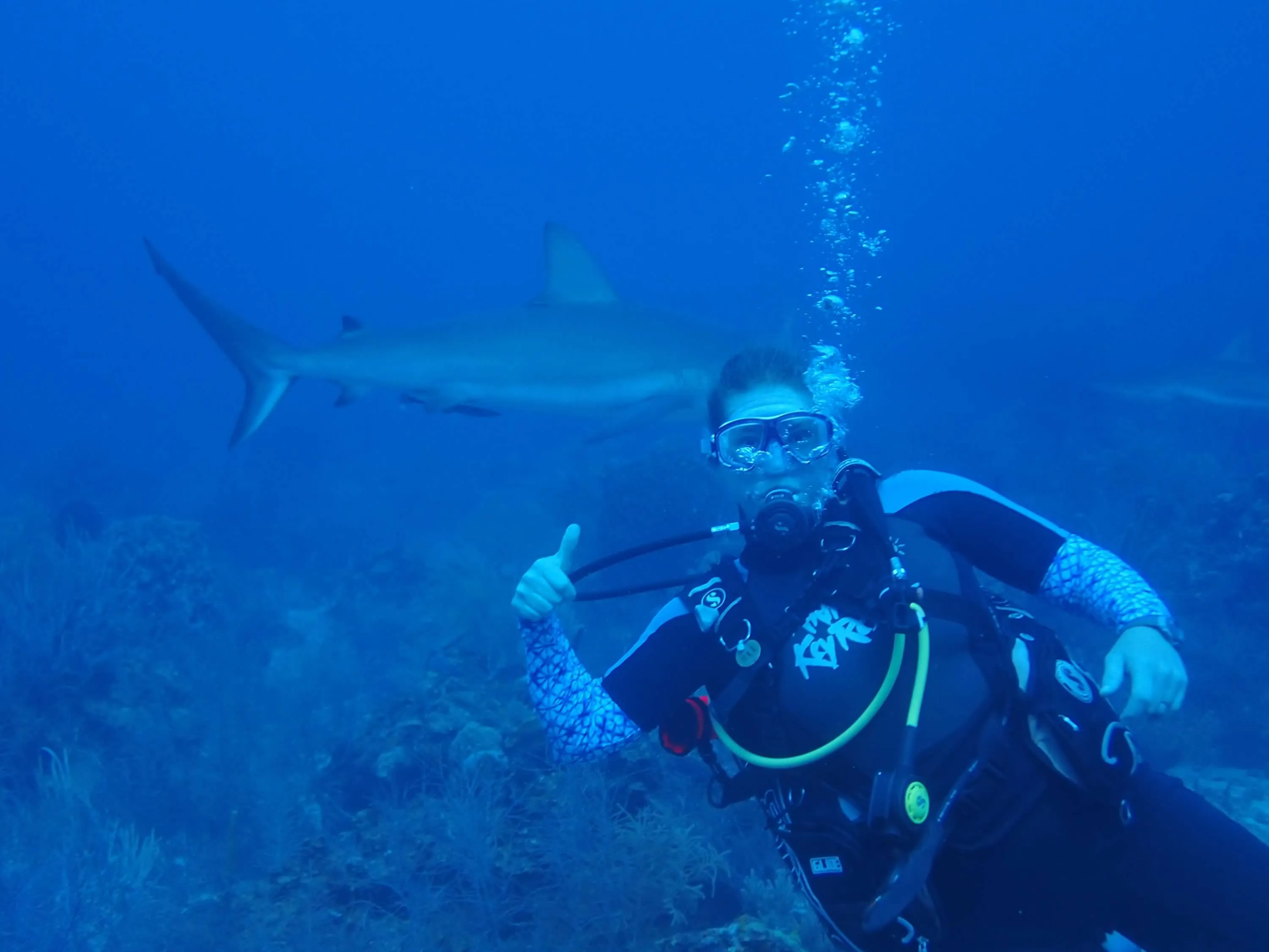 Dr. Rivers scuba diving underwater